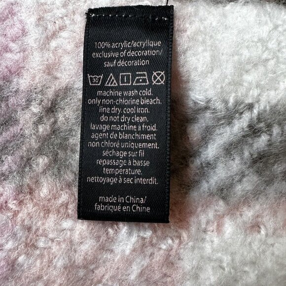 Victoria's Secret Plaid Scarf With Fringe Pink Gray Knotty Knit Boho 80 x 12 - Picture 6 of 9